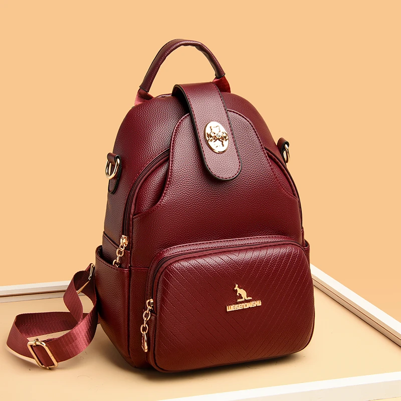 2024 New Women Large Capacity Backpack Purses High Quality Leather School Bags Ladies Travel Bagpack Girls Bookbag Shoulder Bags