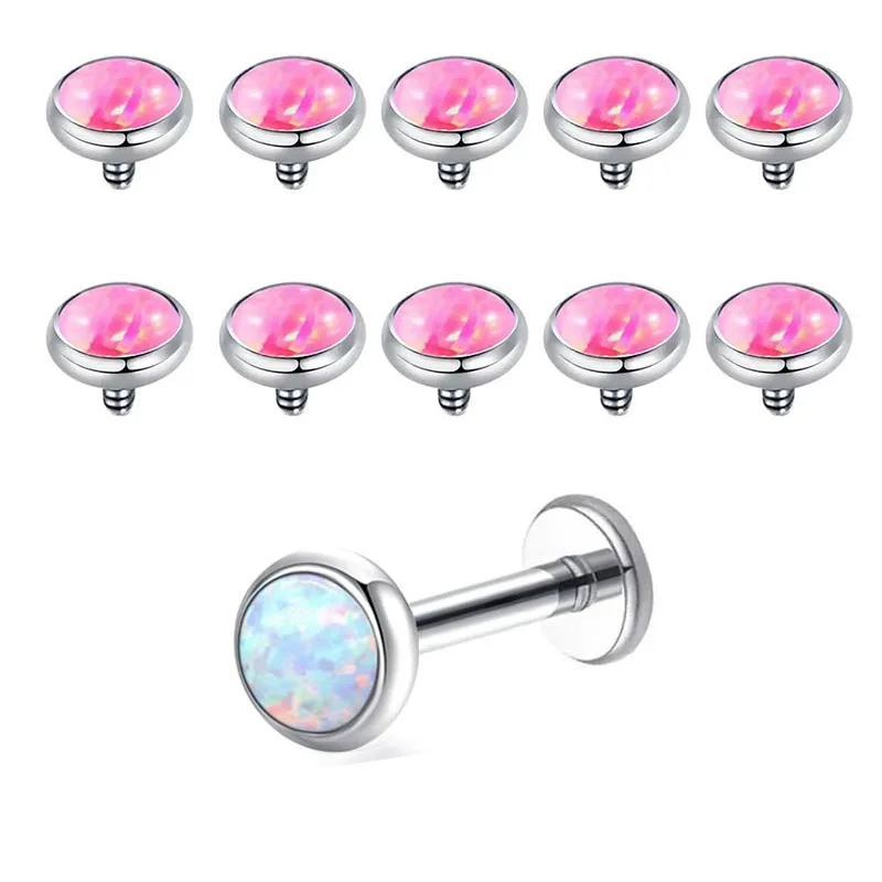 

10 Pcs ASTM F136 Titanium EAR PIERC Opal Skin Anchor Hidden Micro Skin Piercing Threaded Head for 0.9-1.2mm Piercing Jewelry