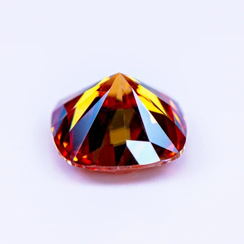 Moissanit-Stein, orangefarbener Edelstein im Kissen-Schliff, im Labor gezüchteter Diamant für DIY-Schmuckherstellung mit Zertifikat – Detail 2