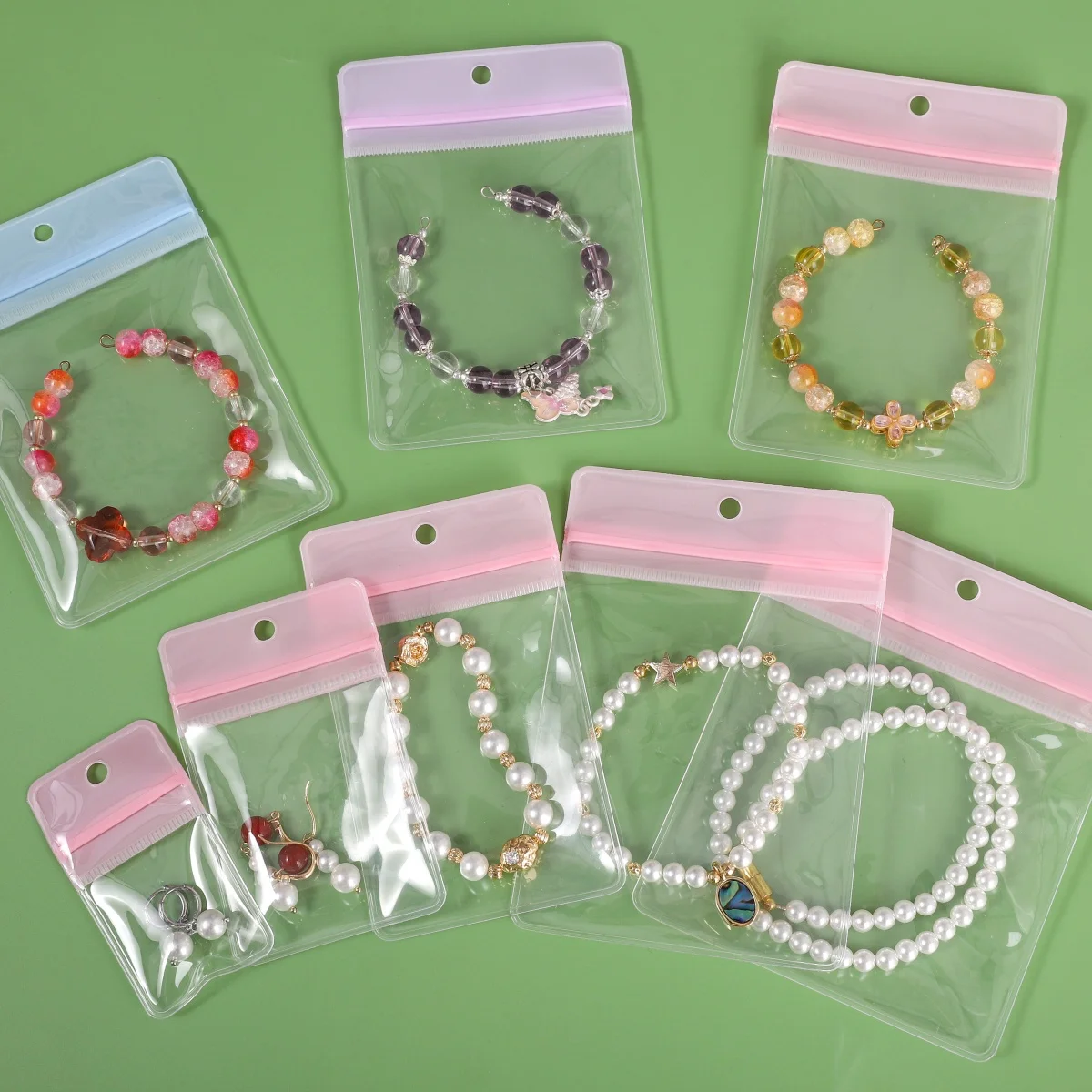 10pcs/lot Colorful EVA Transparent Jewelry Pouch Multi Size Clear Sealing Bags For DIY Jewelry Necklace Bracelet Storage Bags