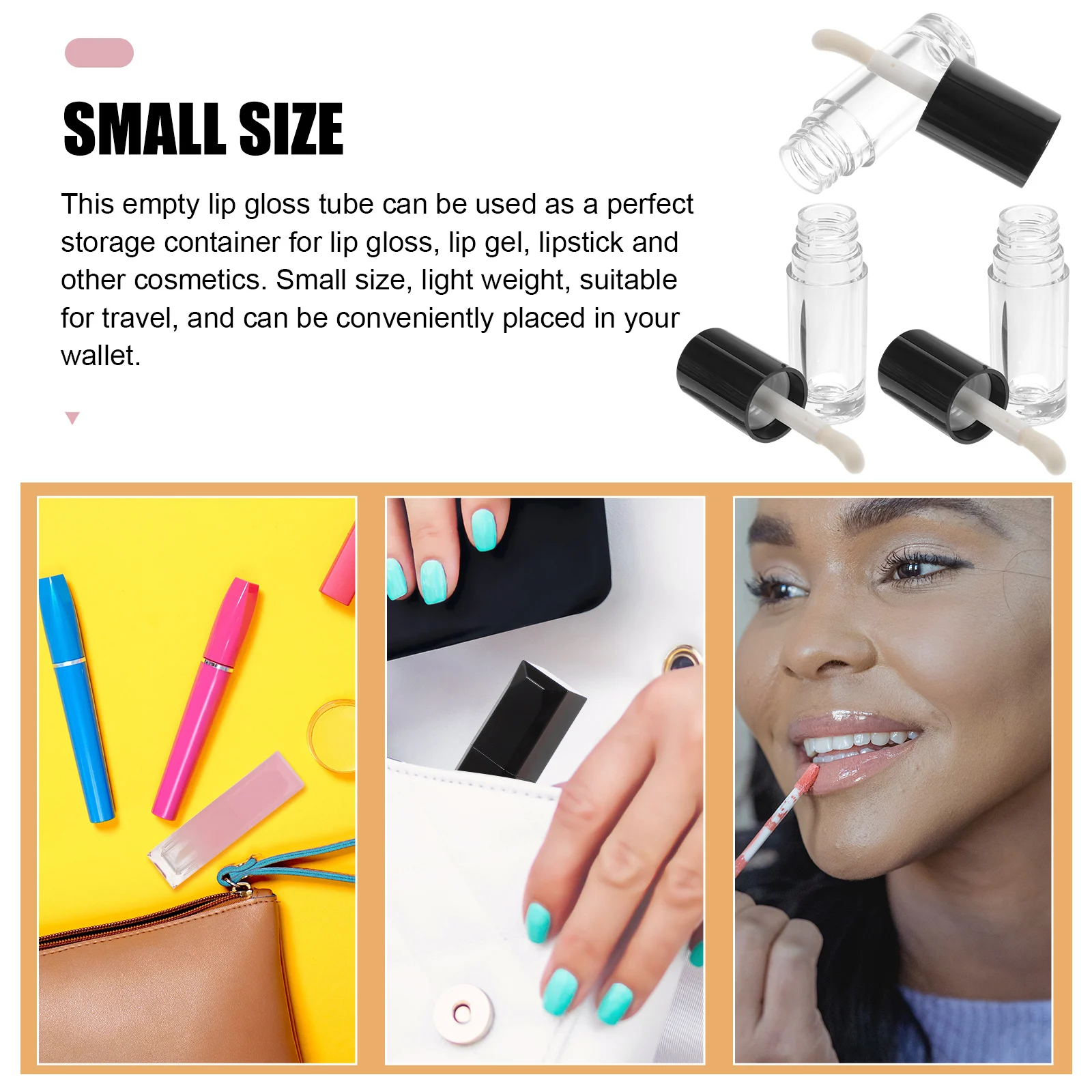 

5 Pcs Lip Gloss Tube Balm Refillable Shimmery Empty Vials Tubes with Wand Plastic Mini Reusable Lipstick
