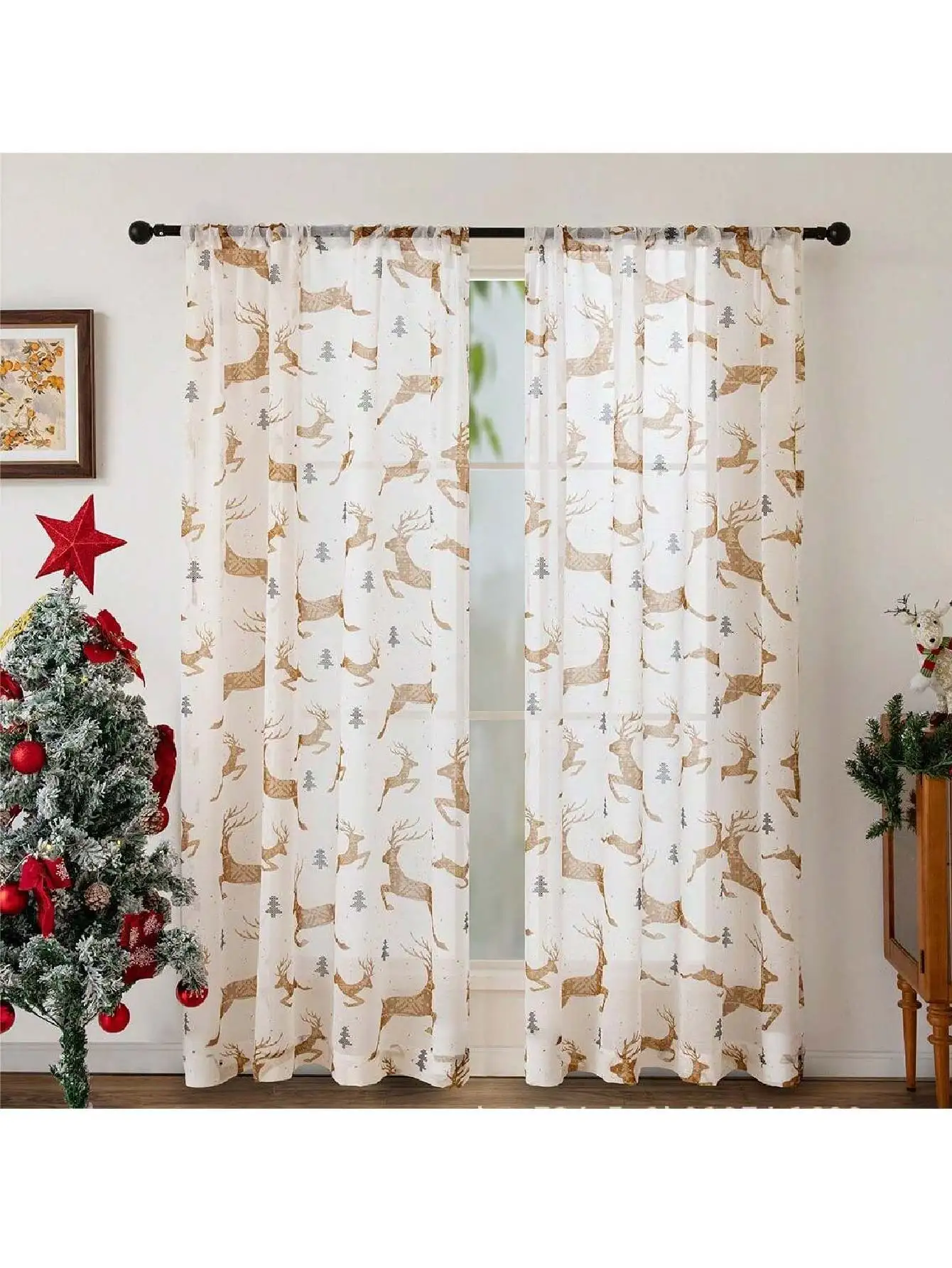 1pc Curtains for Christmas Decorations For Living room Bedroom Window screen