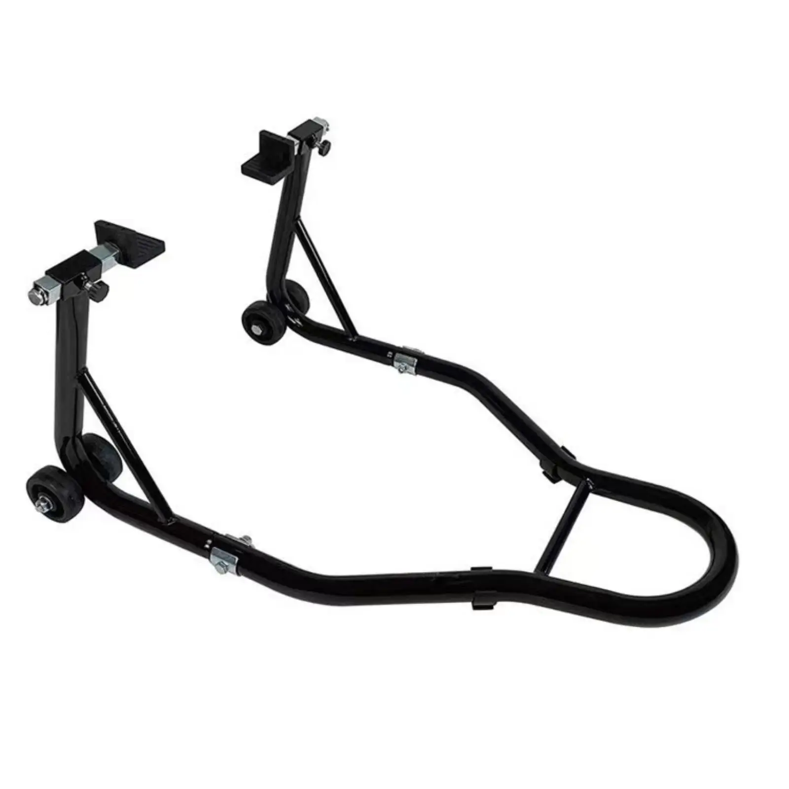 Rear Wheel Motorcycle Lift Stand with Braced Frame for Bike Tools and Maintenance in Garage