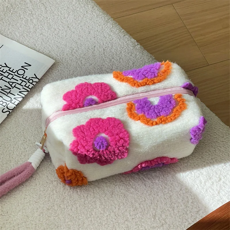 Large Capacity Makeup Bag for Women Tote Travel Cosmetic Case Flower Print Toiletry Bag with Handle Hand Carry Organizer Pouch