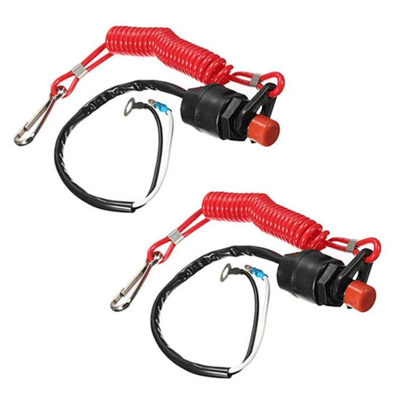 New2x Boat Motor Emergency Kill Stop Switch For Yamaha /Tohatsu Outboard Stop Kill Switch Cut Off Switches