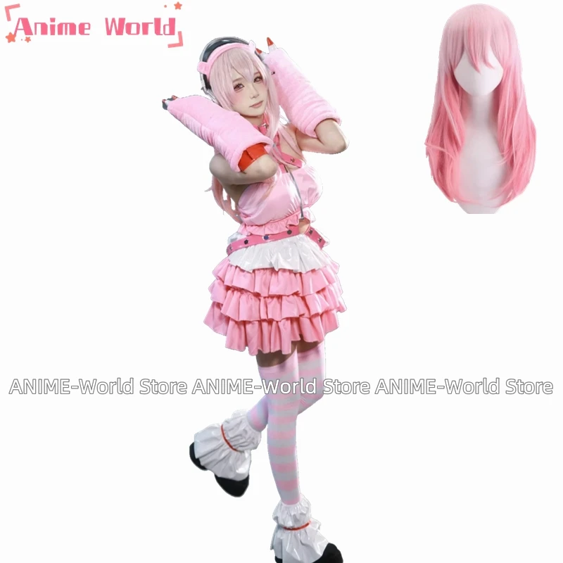 Anime SUPER SONICO GRG Racing Queen Genus Gloomy Bear Cosplay Costume with Socks SONICO Wig