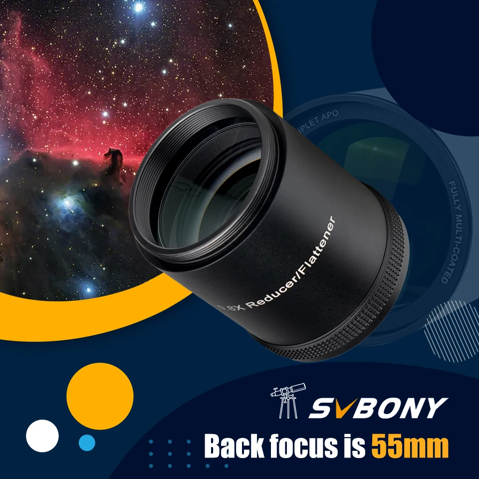 SVBONY SV209 Brennweitenreduzierer/Feldflachmacher 0,8x für SV550 122mm f/7 Triplet APO Refraktor Schwarz – Detail 5