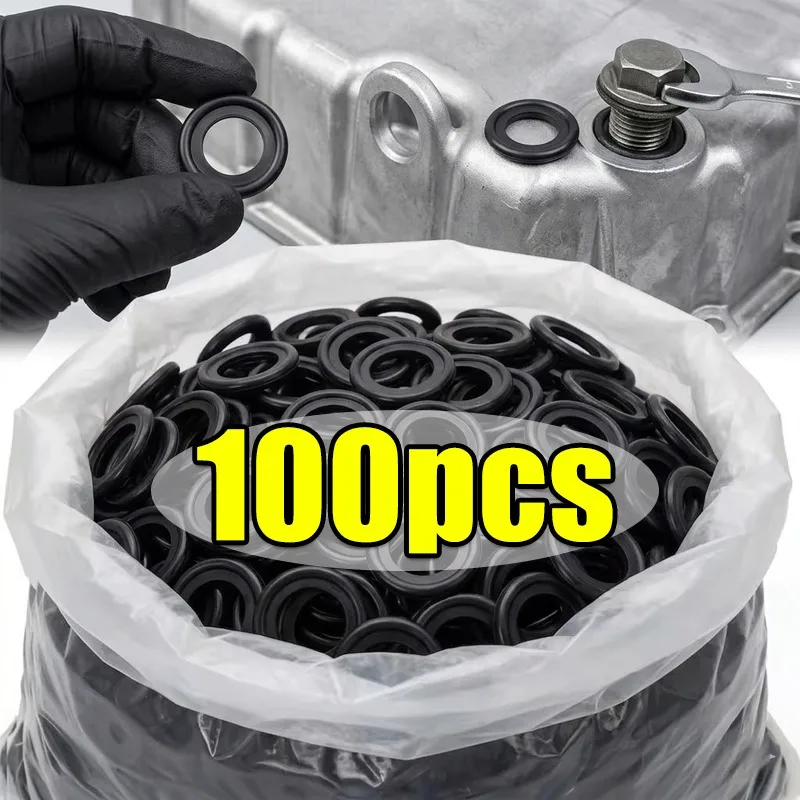 10-200PCS Car Sealing Oil Drain Plug Gasket Washer Replacement M 12/M14 Rubber Engine Oil Drain Plug Gaskets Auto Accessories