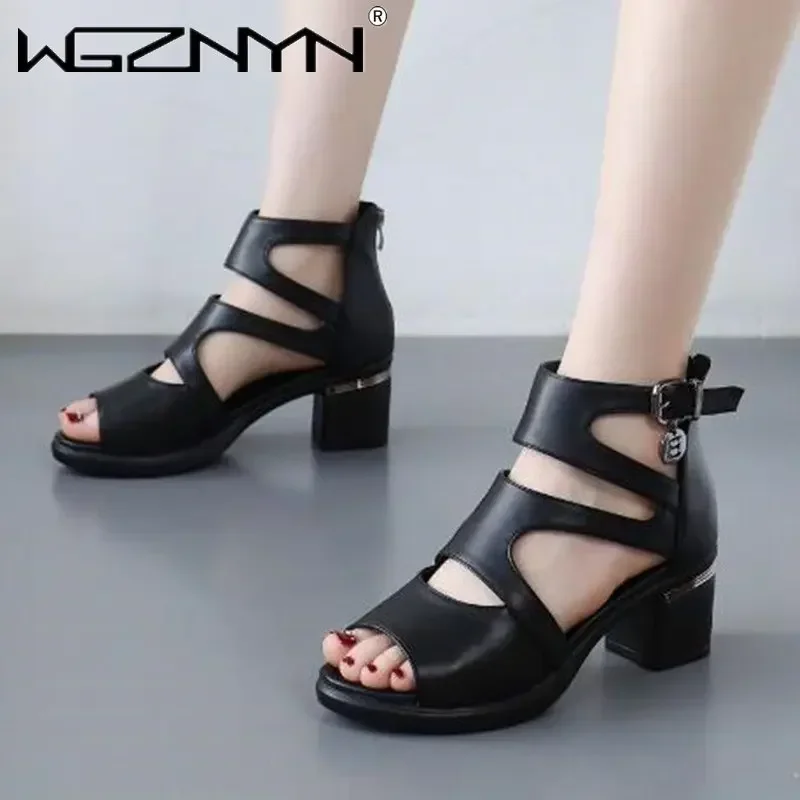 2026 NEW Comfortable Fashion Shoes Women Sandals High Heels Summer Sweet Fashion Wedding Shoes White and Black Handmade Sandals