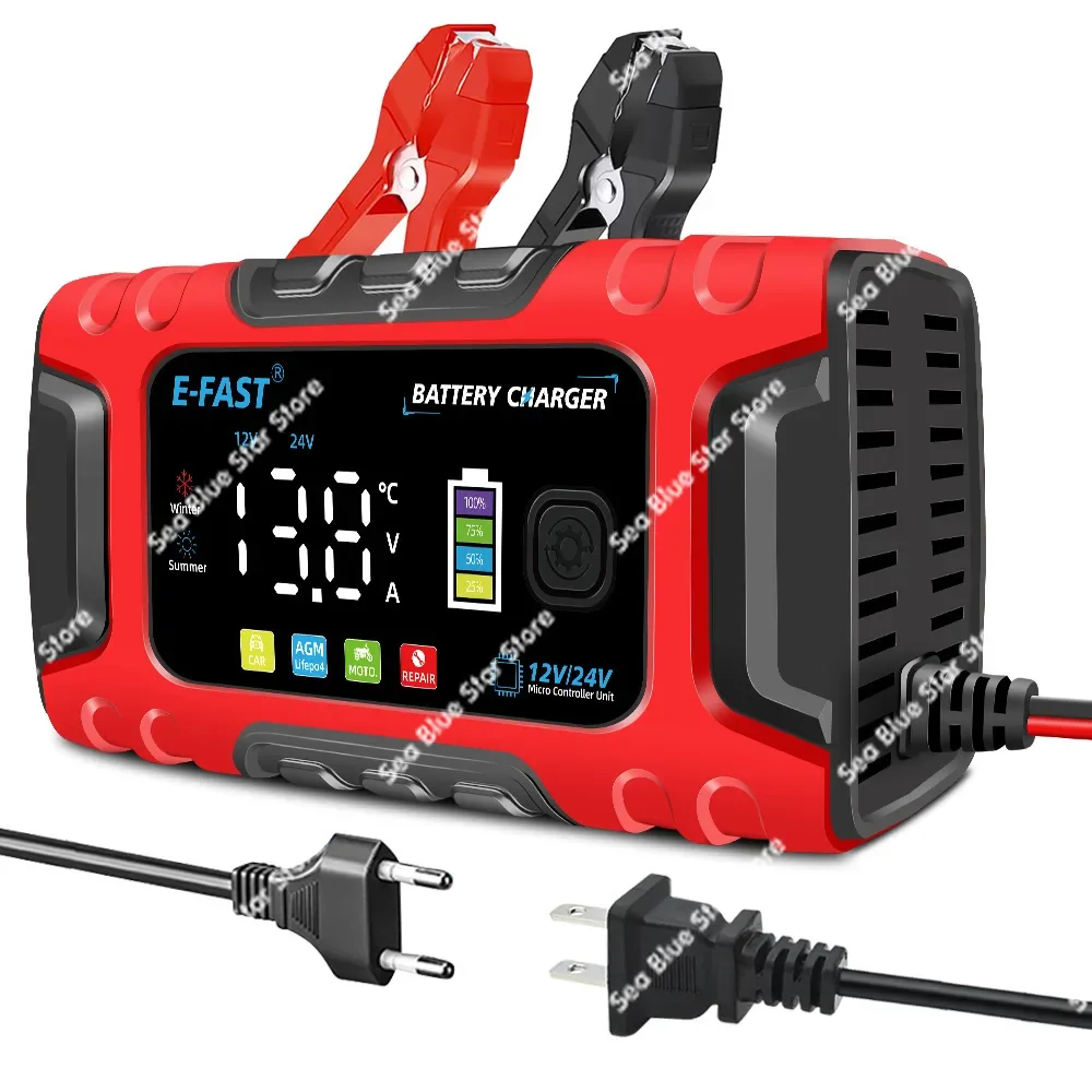 E-FAST Color Screen Lead-acid Lithium Battery Charger 12V24V10A Car, Motorcycle Battery Charger