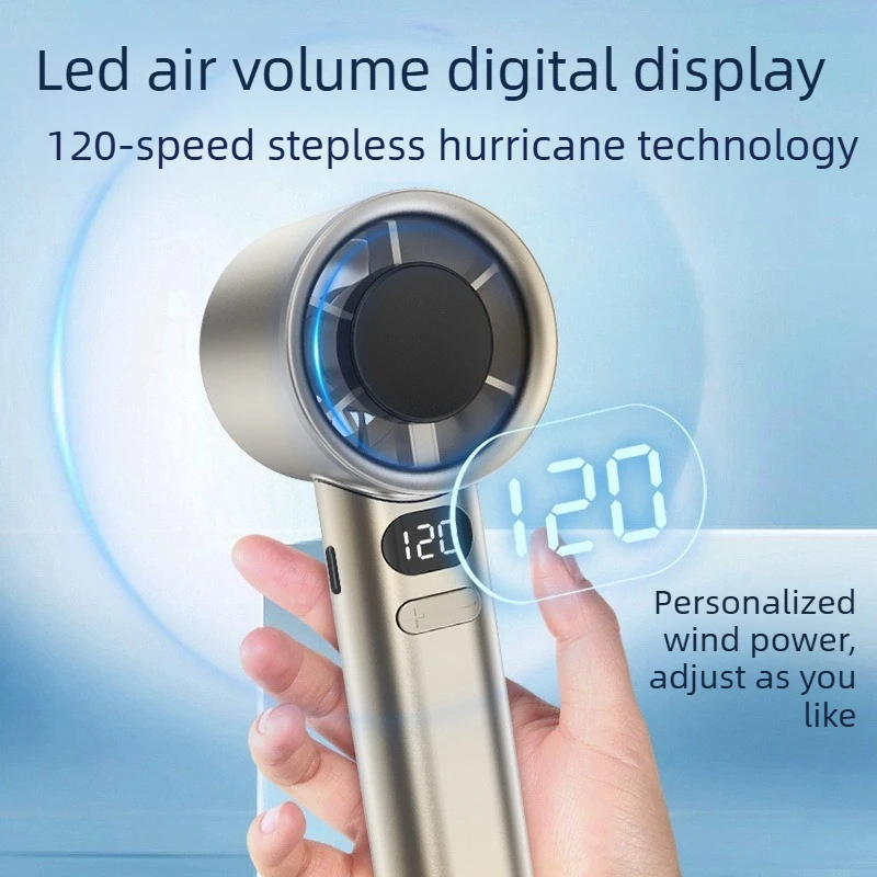 USB Charging Mini Handheld Fan Digital Display 120 Speed Levels High Speed Variable Speed Turbo Fan Portable