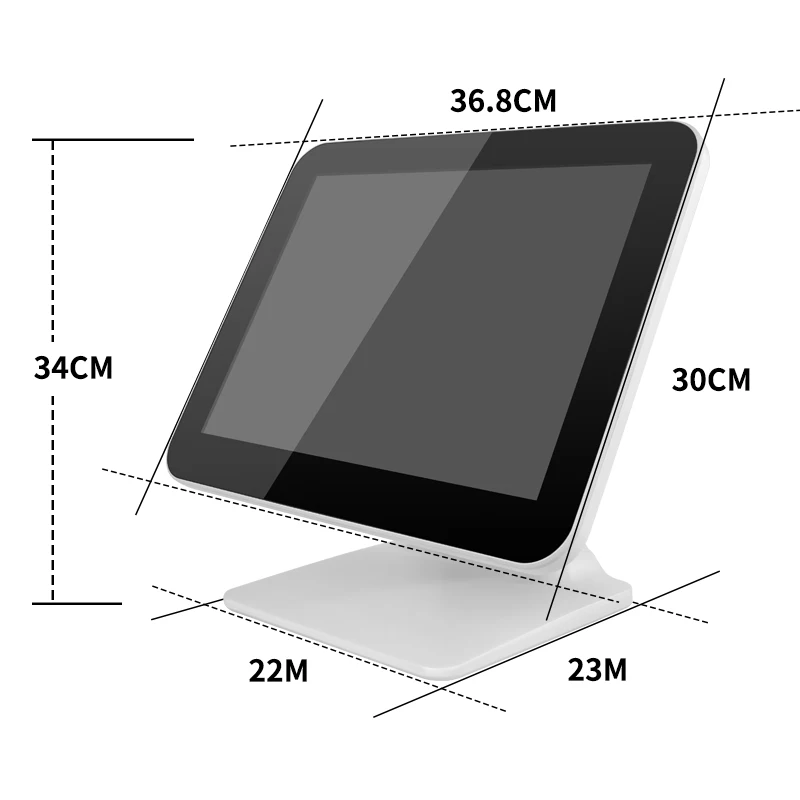 نظام نقاط البيع موديل جديد لعام 2024 مع شاشة مزدوجة وشاشة لمس طرفية POS مقاس 15 بوصة تعمل بنظام Windows الكل في واحد أجهزة POS باللون الأبيض