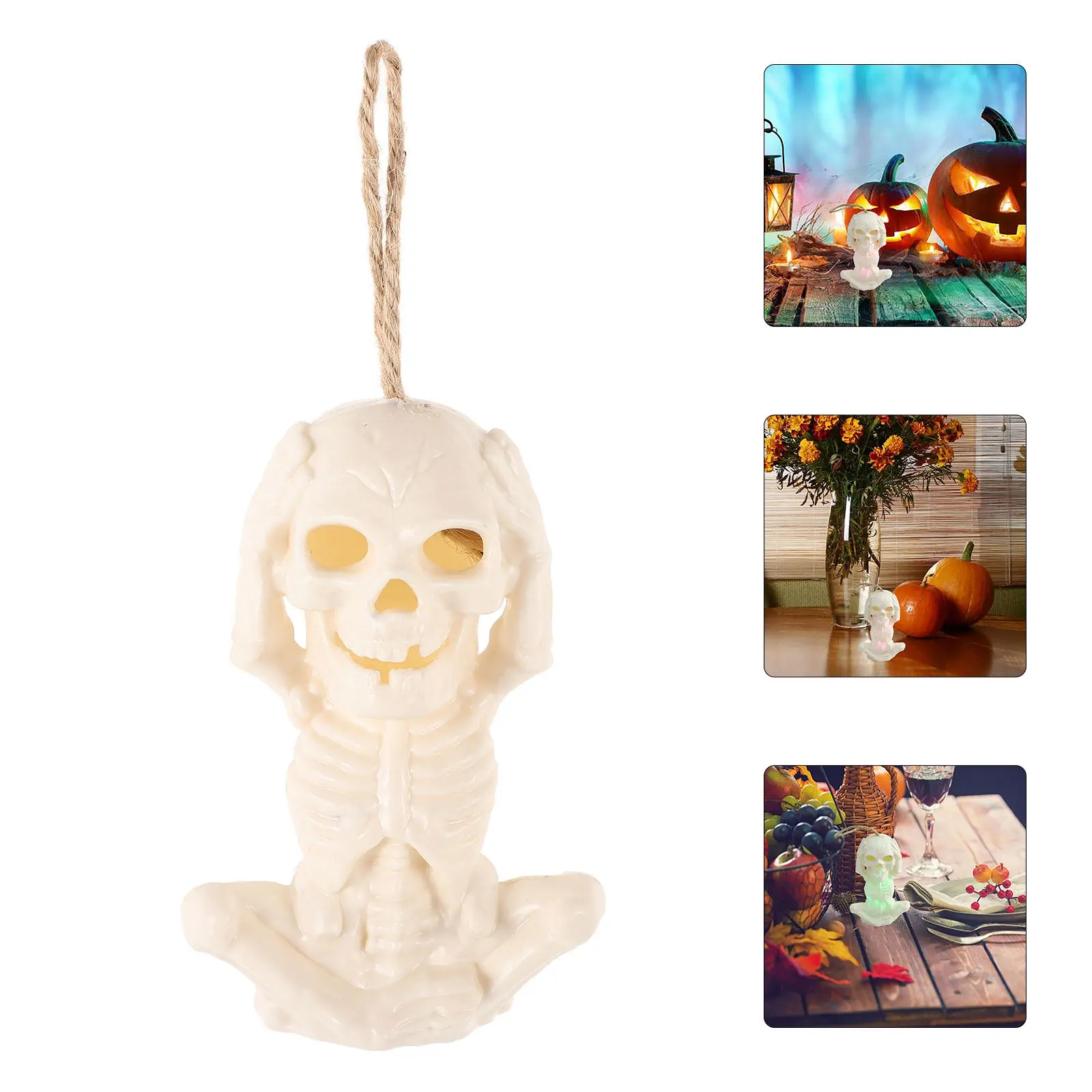 

Halloween Skull Statue LED Skull Lamp Plastic Horror Night Light Table Decor Halloween Party Haunted Decoration