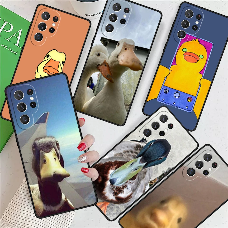 

Funny Duck Selfie For Samsung Galaxy S24 Ultra S21 S22 S8 S9 S10E Note 10 20 Plus FE S23 Phone case Cover Coque