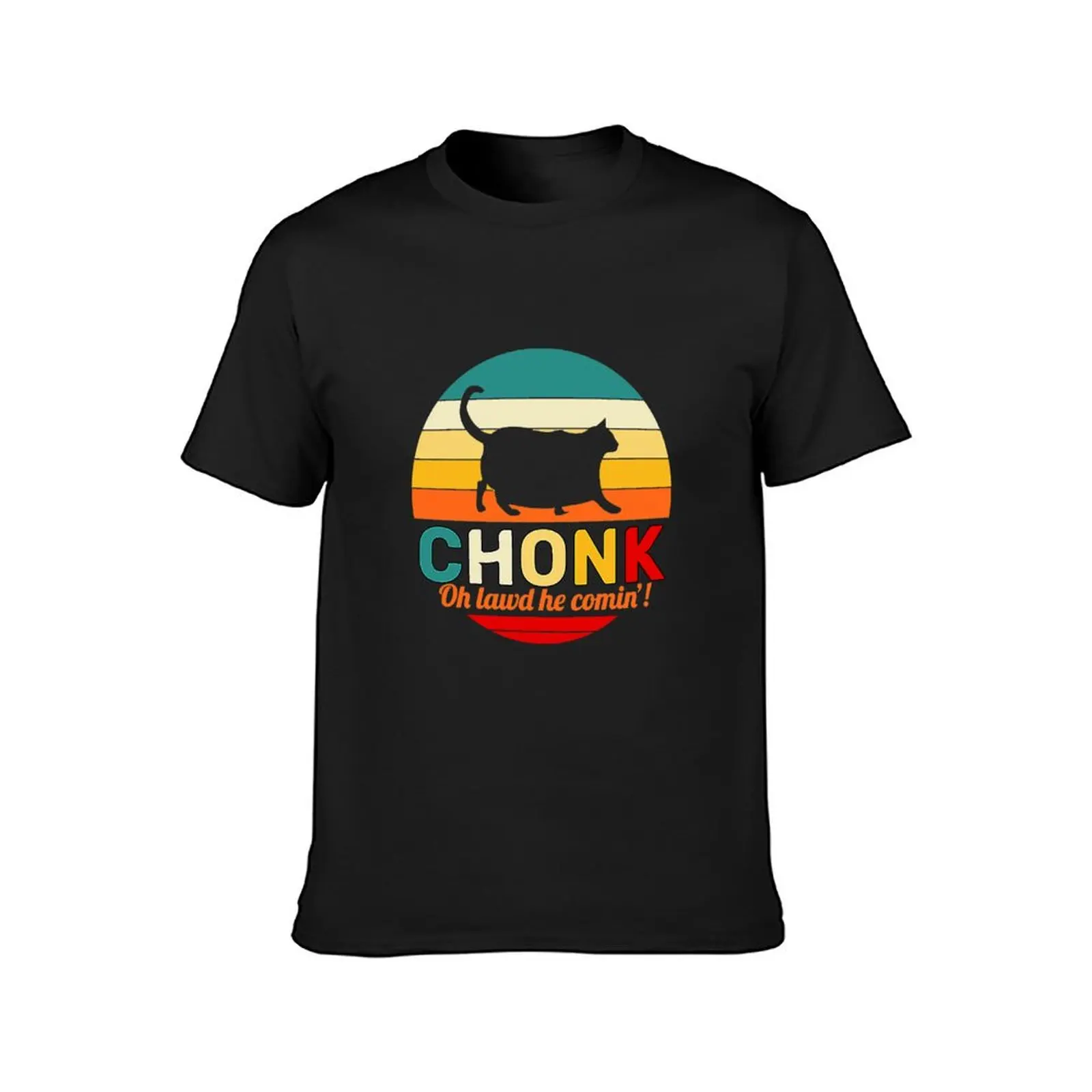 Chonk cat Oh Lawd He Comin,! T-Shirt anime clothes vintage clothes new edition Men's clothing