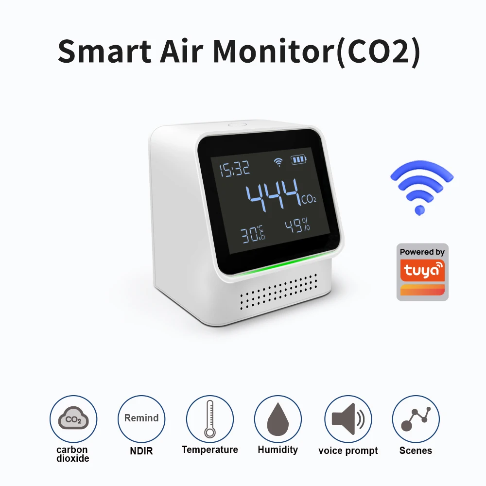 Lincukoo Tuya WiFi moniteur d'air intelligent CO2 NDIR haute précision détection en temps réel mesure de la température et de l'humidité
