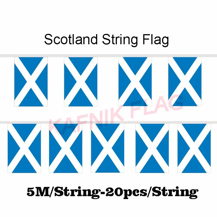 Kafnik Scotland String Flag Banner 14x21cm 20 Sides 5m Long for Party Bar Decor World Event Carnival Event Decor