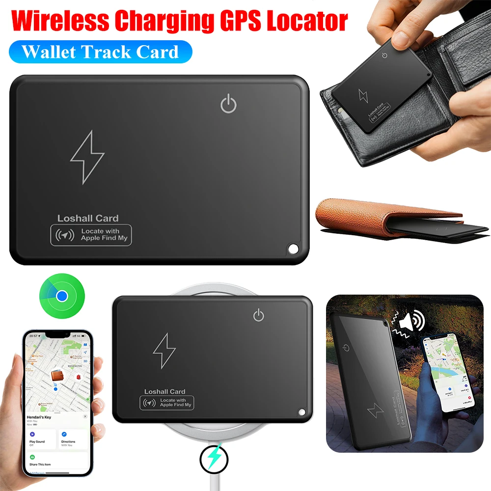 New Wireless Charging Tracking Location Wallet Tracker Card Waterproof GPS Locator Work with Apple Find My App Bluetooth Tracker