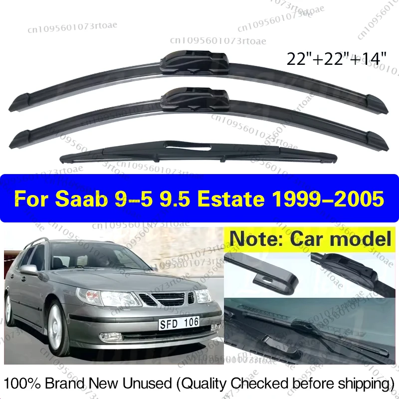 

For Saab 9-5 9.5 Estate 1999-2005 Car Front Rear Wiper Blades Soft Rubber Windscreen Wipers Auto Windshield 22"22"14"