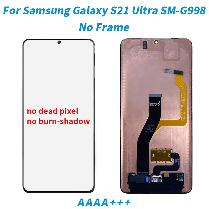 Super AMOLED S21 Ultra G998F LCD For Samsung Galaxy S21 Plus G996B G996U LCD Touch Screen With Frame S21 5G SM-G991B Display