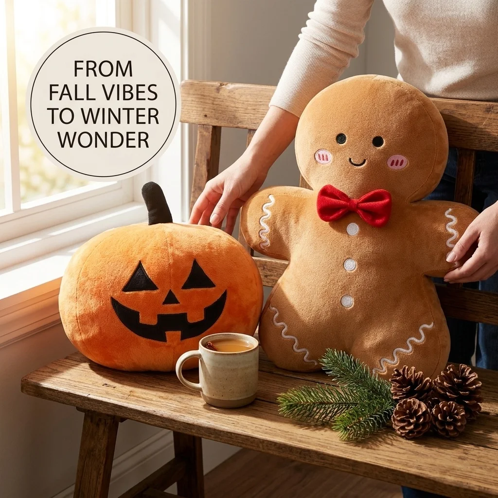 Cute Festival Throw Cushion Christmas Tree Pumpkin Gingerbread Man Pillow Seasona Festive Holiday Home Sofa Decoration Accessory