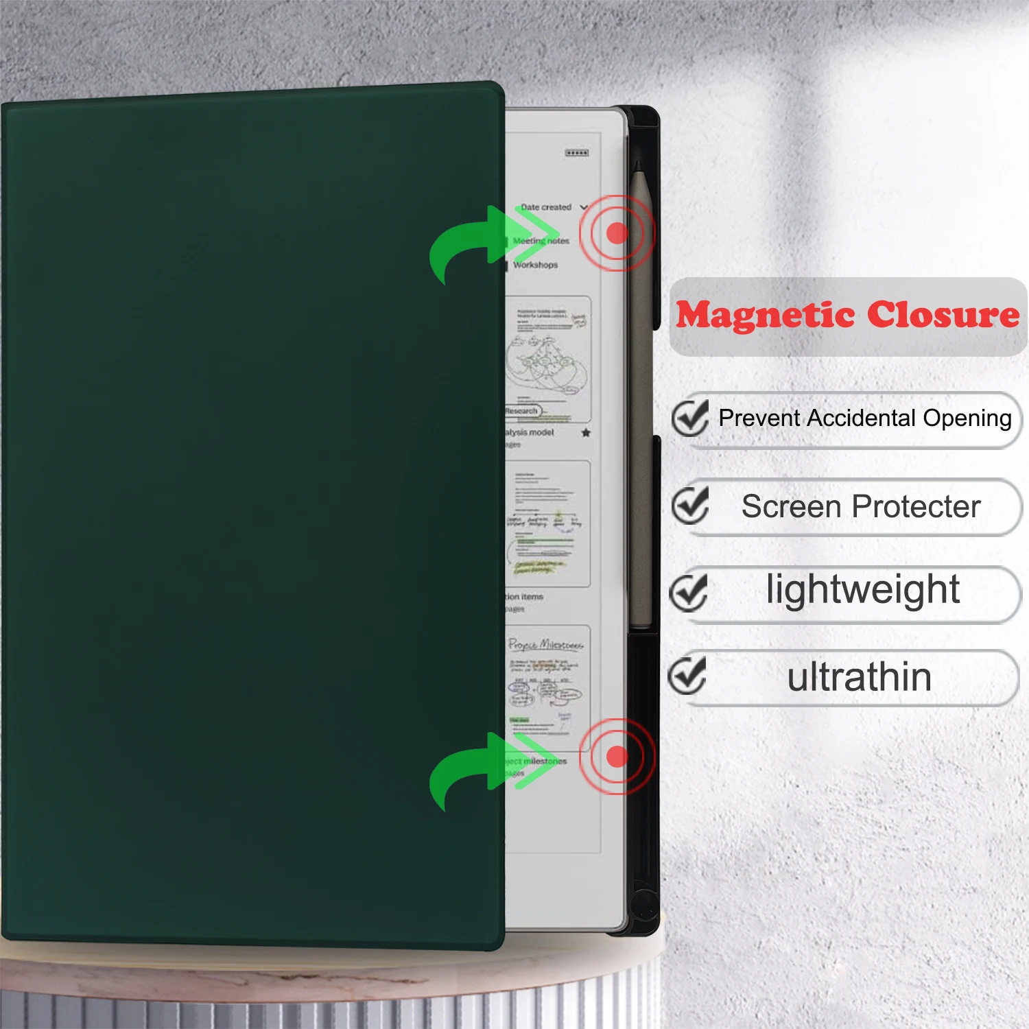 GAUGGER-Hülle für Remarkable Paper Pro 2024, ultradünne, leichte Hülle mit integriertem Stifthalter, automatische Schlaf-/Wachfunktion – Detail 5
