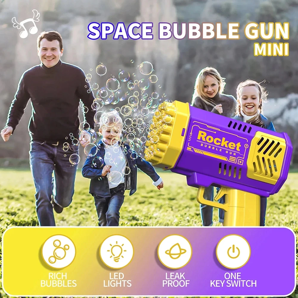 New 23 Holes Electric Rocket Bubble Gun Toy Bubbles Machine Automatic Soap Blower with Light Summer Outdoor Party games Child