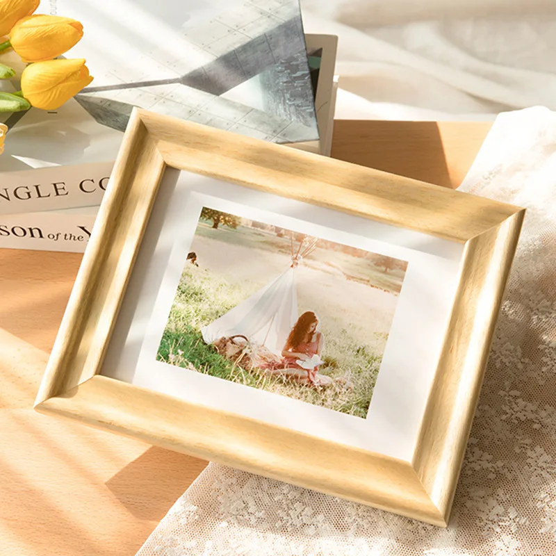 1pc Photo Frame Wooden  Frame 7 Inch Desktop Display Photo Printing Tabletop Stand Vertical Ornament Gift Home Decor Frame