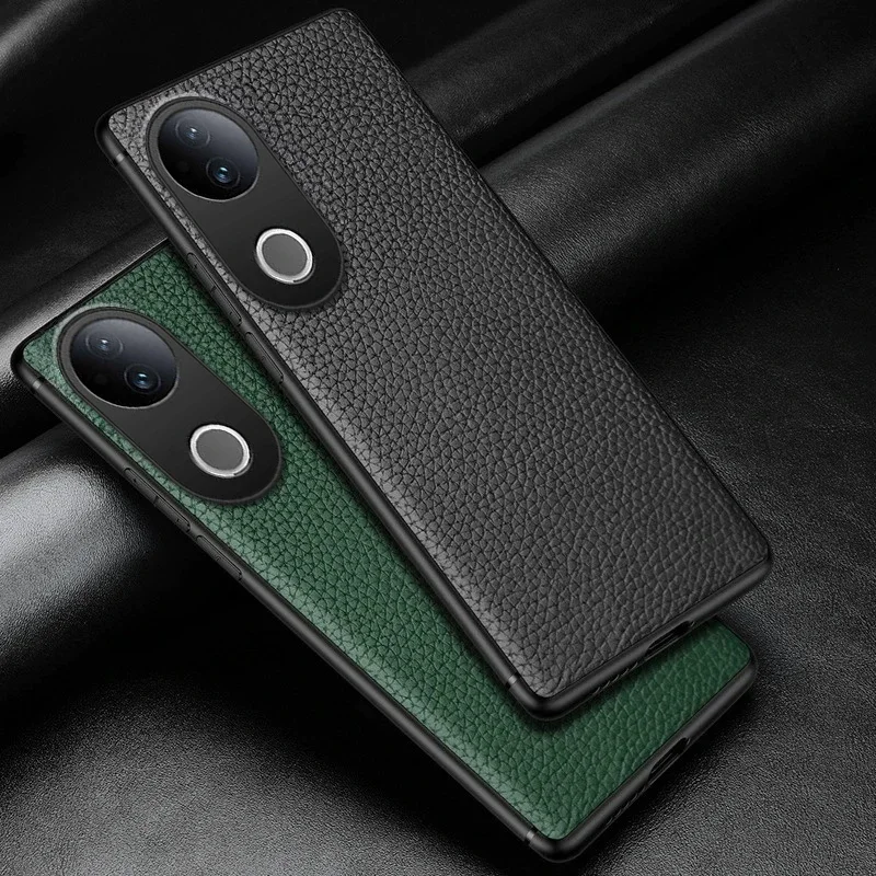 

Durable Genuine Leather Case For Vivo V50 V40 Lite Pro Cover Full Wrapped Litchi For Vivo V40E Phone Cases