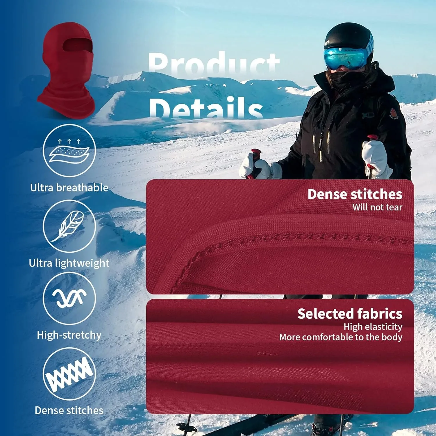 Ski Mask, Face Mask for Men and Women – Skiing, Snowboarding, Motorcycle, UV Protection & Wind Protection