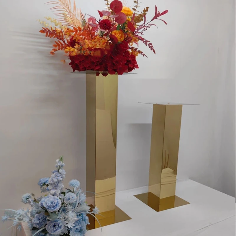 2/4/5/6 /10PCS/ Lot Gold Flower Road Lead Metal Wedding Table Centerpieces Event Party Vases Home Hotel Decoration