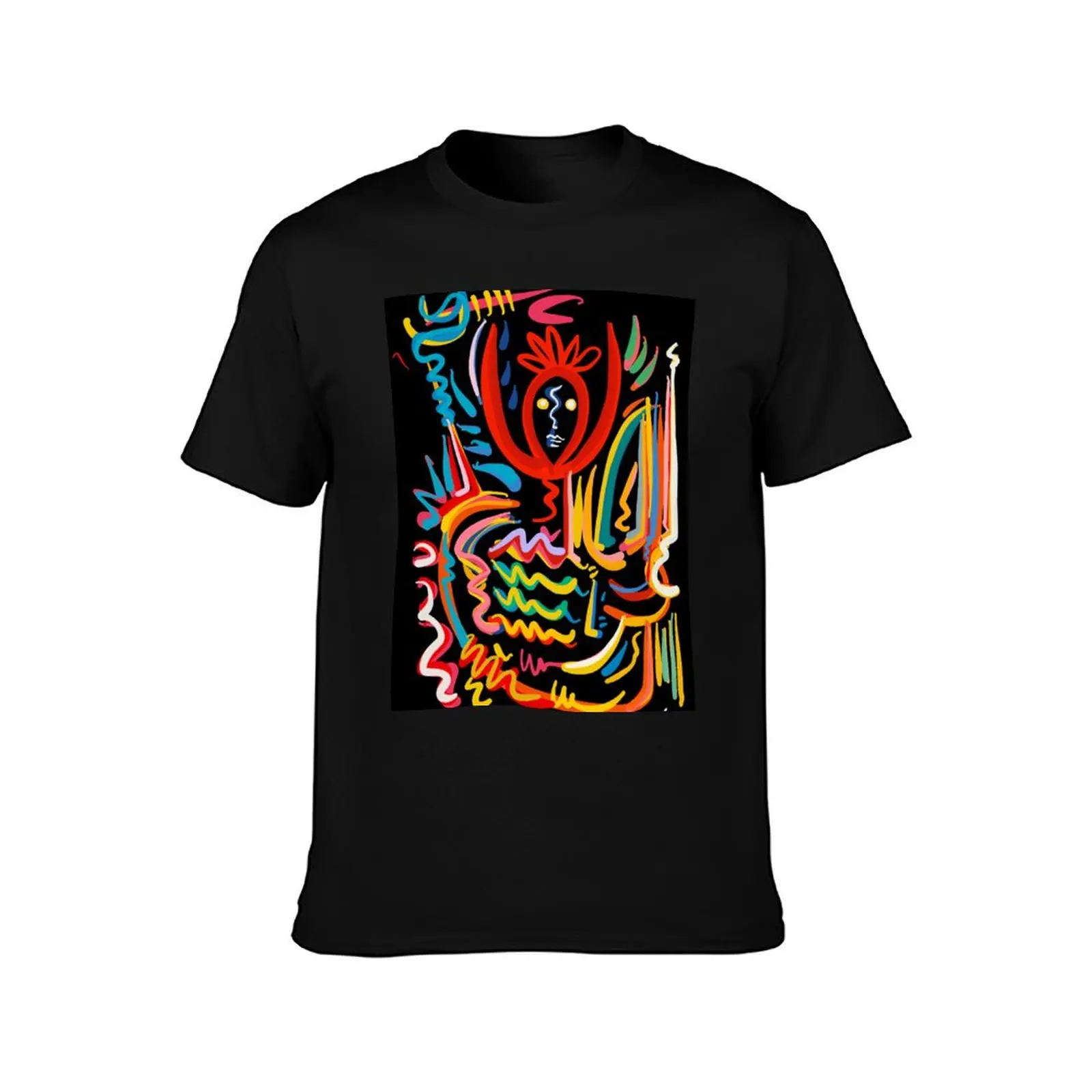 المحارب الأحمر الأفريقي في الليل فن الكتابة على الجدران من إيمانويل سينورينو تي شيرت رجل تي شيرت القطن عالية الجودة تي شيرت