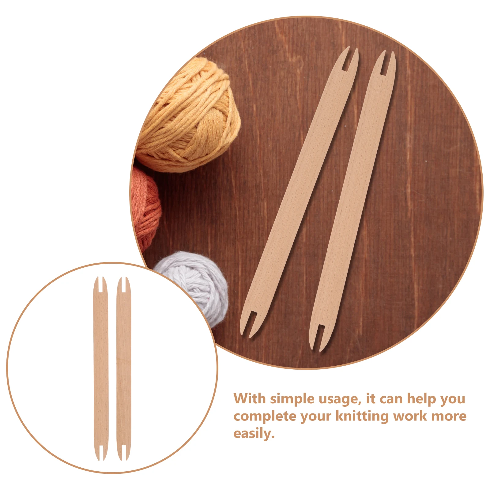 

2pcs Wooden Weaving Shuttle Large Small Knitting Tool for Scarf Sweater Craft Sewing Accessories Smooth Handmade