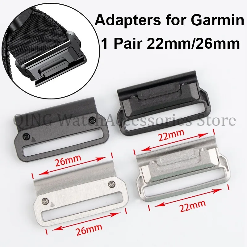 Adaptadores de correa de reloj para Garmin Tactix 7Pro Fenix 7X 6X 7 5 6 Pro 3HR, 2 piezas, adaptador de Metal, conectores de hebilla Easyfit