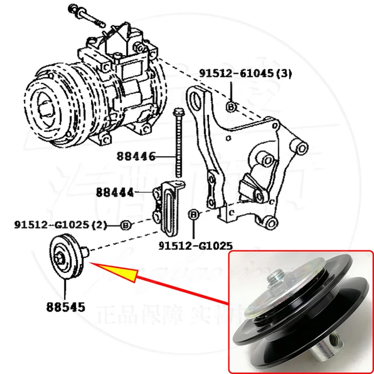 

For Toyota Land Cruiser 4500 FZJ80/100 Air Conditioning Compressor Belt Idler Tensioner Pulley