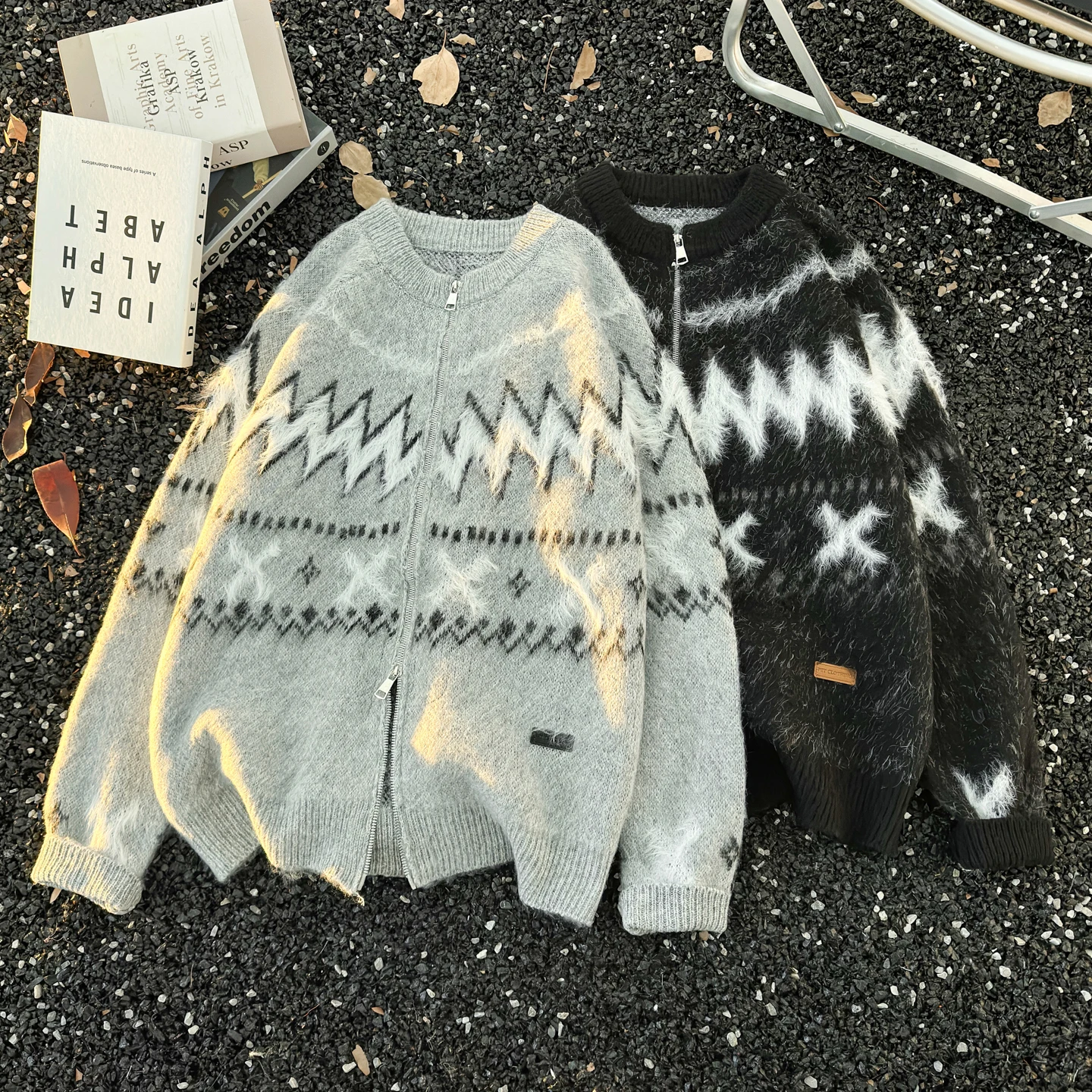 

Мужской вязаный кардиган на молнии с цветными блоками, мягкий, свободный, имитация меха, повседневный, весенний, модный