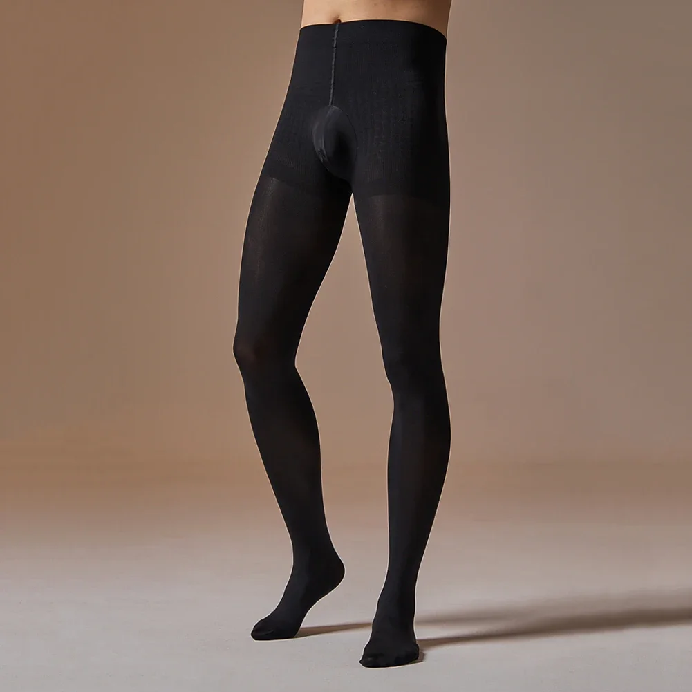 1x Men Leggings Warm Plus Velvet Pantyhose Tight Comfortable Breathable Sexy Medium Strecth Black/Skin