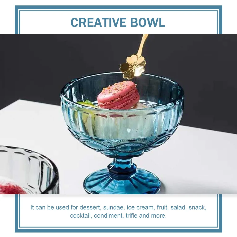 

3 шт. миски для мороженого, утолщенные стеклянные десертные чашки, элегантный цветочный узор, прозрачные миски для фруктового салата, кухонная посуда