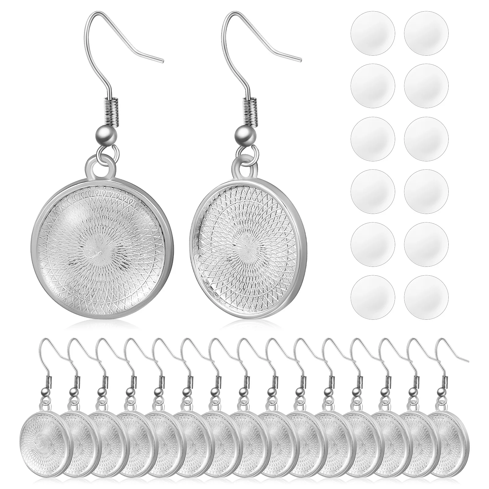 

20 Pairs Unfinished Sublimation Blanks Blank Bezel Tray Earrings DIY Jewelry Making Girls Women Silver Diy Earrings Set