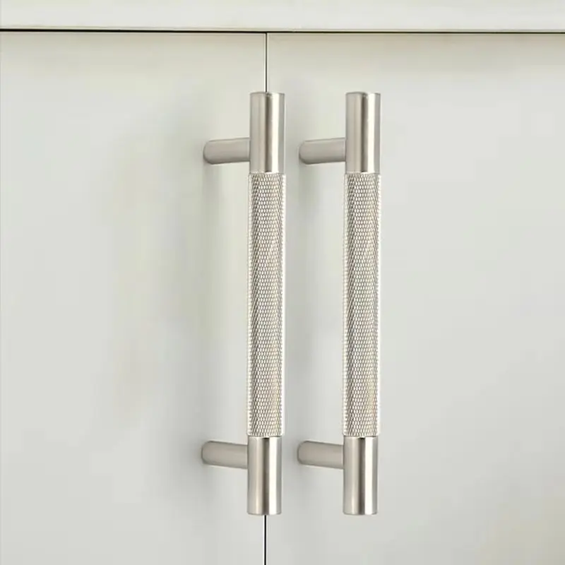 

Матовый никель, 4 шт., твердая латунь, ручки для мебели с накаткой, ручки для выдвижных ящиков, шкаф, шкаф, ручки для ТВ-шкафа