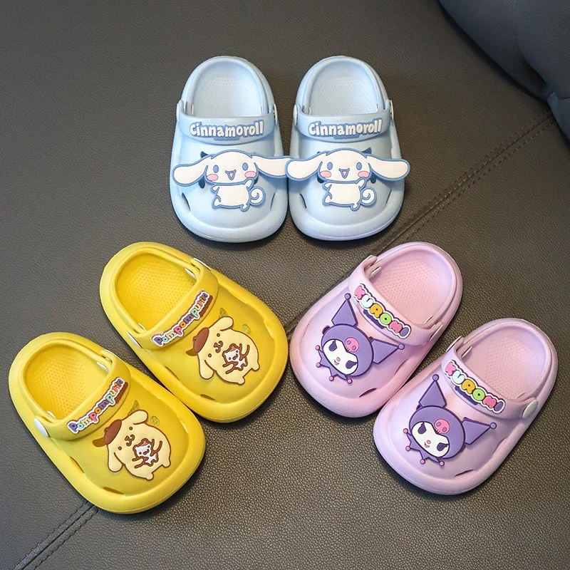 

Sanrio Kuromi Cute Summer Kids Sandals Soft Slippers Indoor Outdoor Quick-Drying Cartoon Anime Sole Anti-Slip Girls Boys Gift