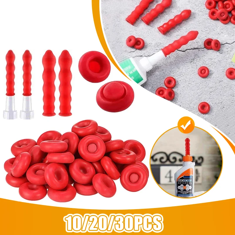 10-30pcs Caulking Gun Nozzles Cap Red Caulk Saving Caulk Glue Tip Sealing Cap For Sealing And Preserving Leakproof Sleeve Tool