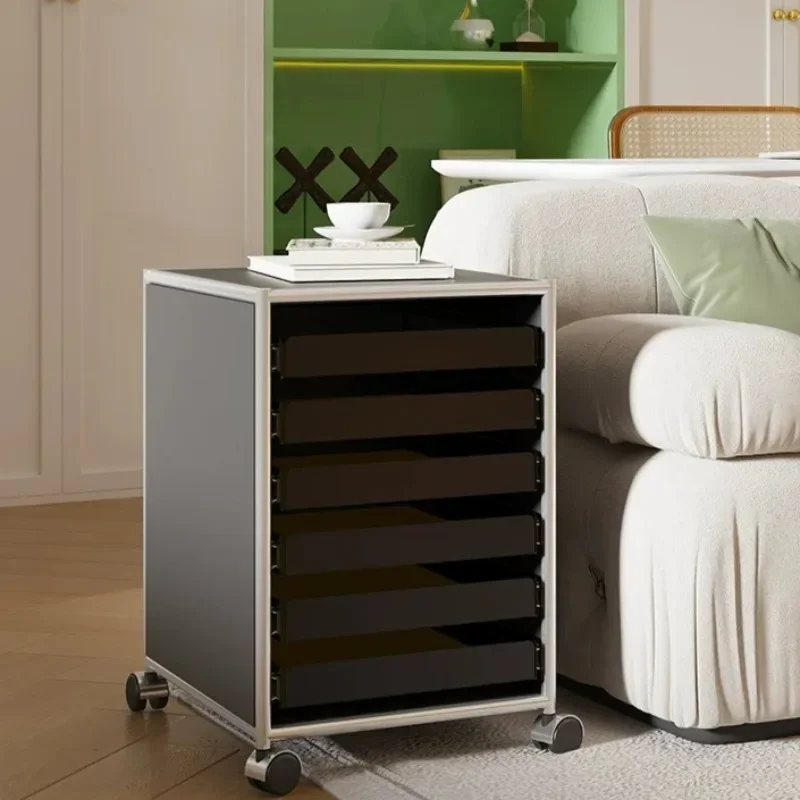 Stainless Steel Filing Cabinets Movable 6-tie Filing Drawer Cabinet Living Room Multipurpose Storage Locker Organizer Furniture