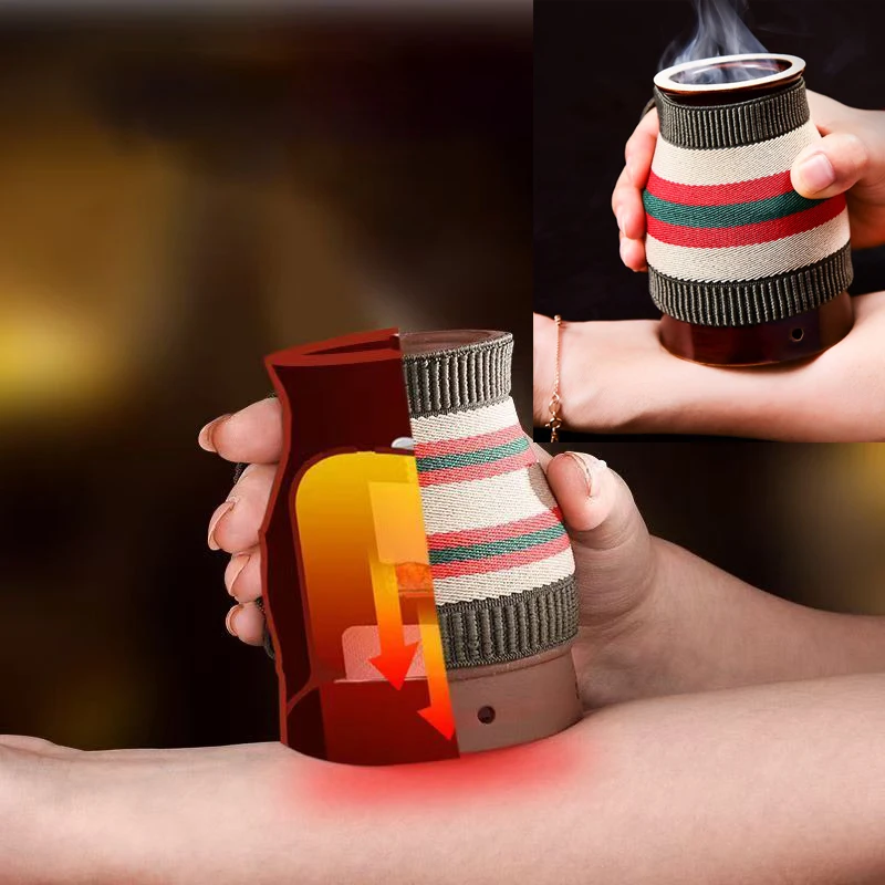 Hand Holding Moxibustion Scraping Pot High Quality Ceramic Material Moxa Stick Burner Cup Warm Compress Acupunture Wellness