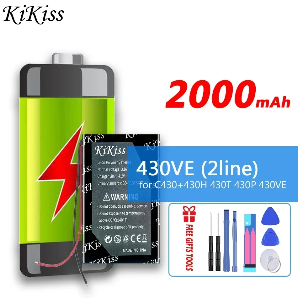 Мощный аккумулятор 2000 мАч KiKiss 454060 (2 линии) для C430 + 430H 430T 430P 430VE