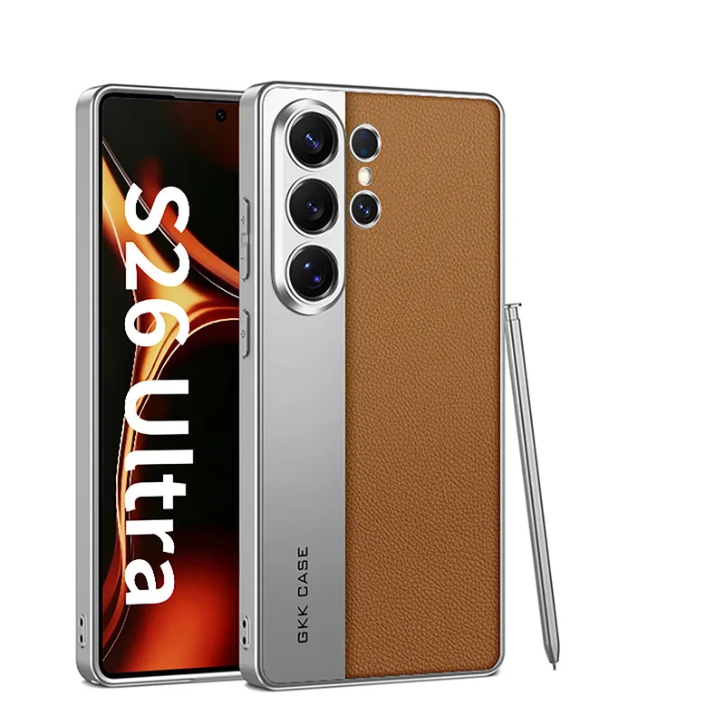 

case for Samsung S26 S25 S24 S23 ultra Electroplated vegan leather skin-feel protective case Shock Proof Anti-Fingerprint plain