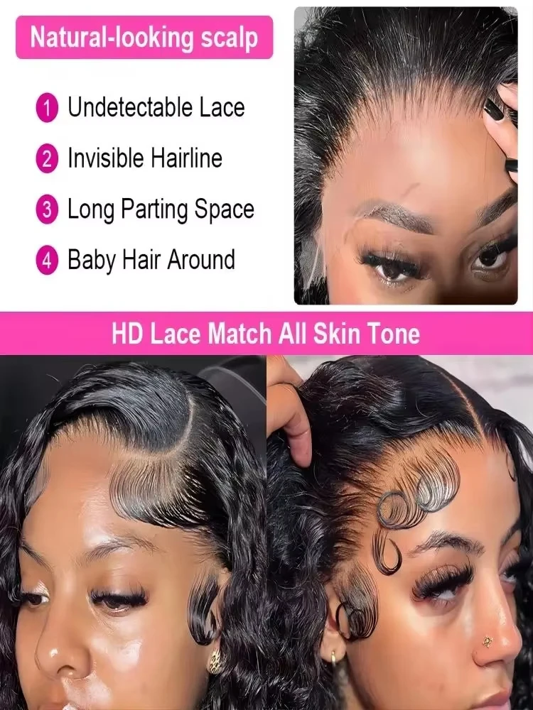 13x6 مجعد الدانتيل الجبهة الشعر البشري 13x4 30 40 بوصة موجة المياه موجة عميقة 200 الكثافة شعر مستعار قبل قطعها HD الدانتيل أمامي غلويليس الباروكات