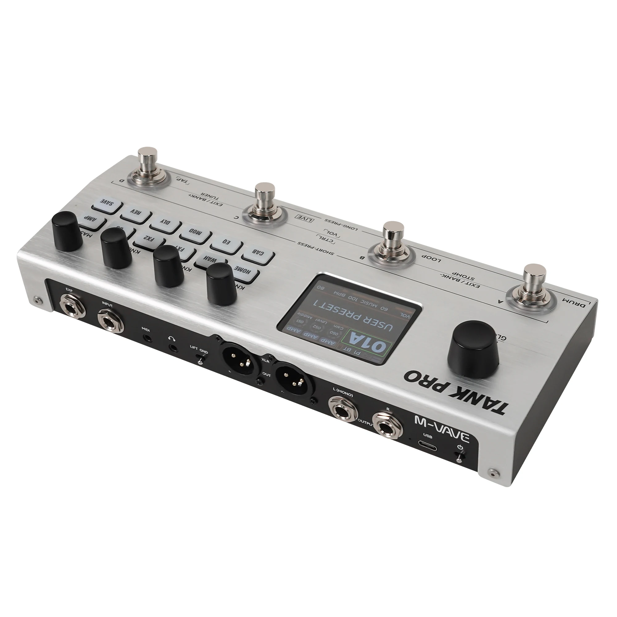 M-VAVE TANK PRO Multi-Effects Processor, 120 Presets, 90 Amp+90 Cab, 300+ FX, 150s Looper, 60 Drums, 10 Modules, XLR