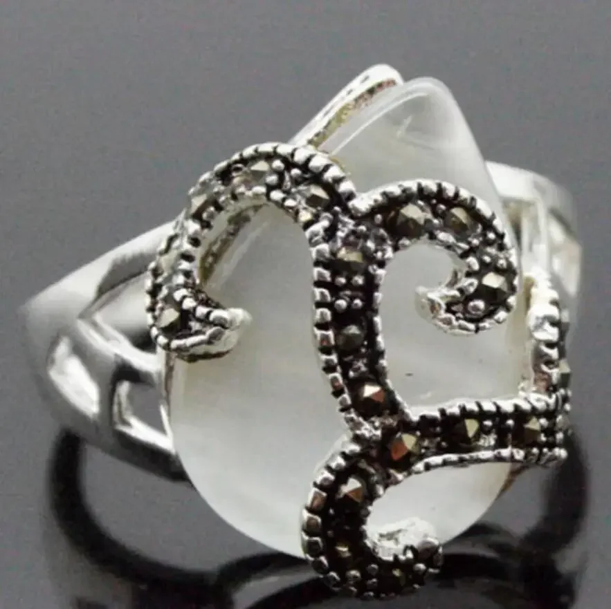 

Женское кольцо из стерлингового серебра 925 пробы с белым кошачьим глазом и опалом 18X16 мм, размер 7-10