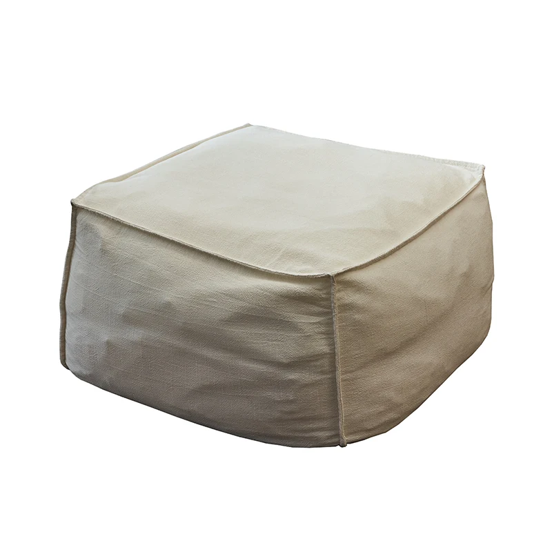 Linen fabric lazy sofa, Japanese-style wabi wind, tofu ottoman, removable and washable seat